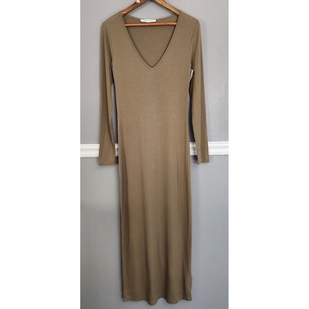 Samsoe Samsoe Patty Ribbed Long Sleeve Dress Size Small Covert Green